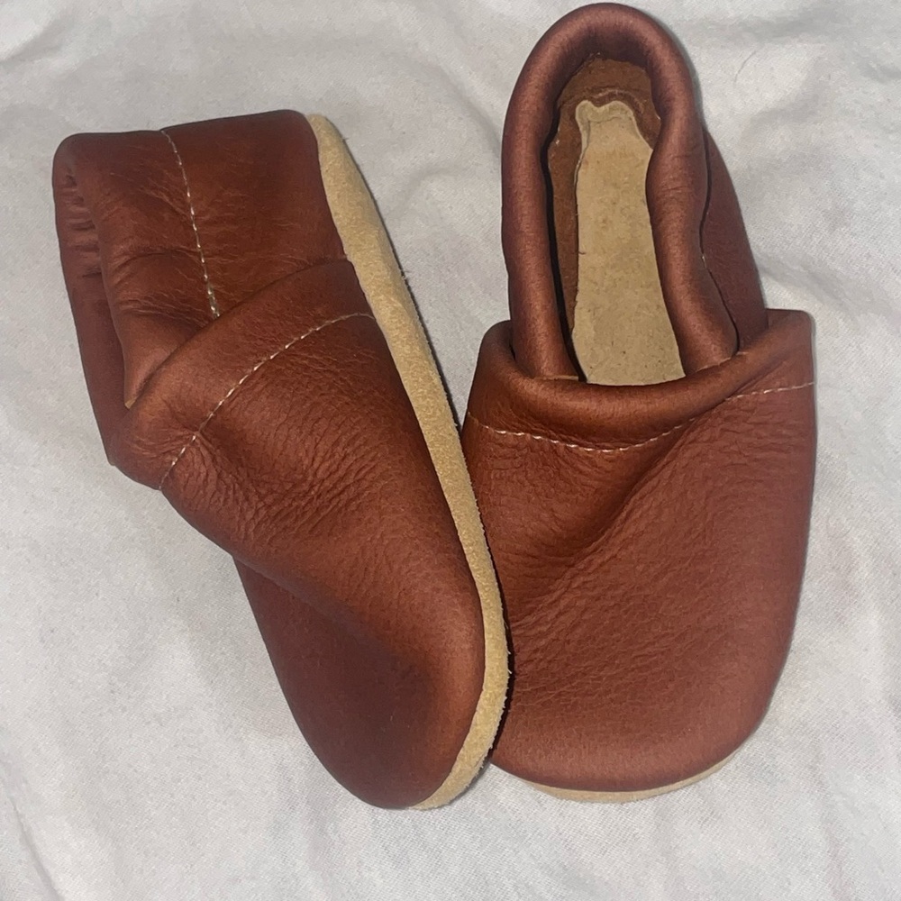 Brown Leather Baby Moccasins